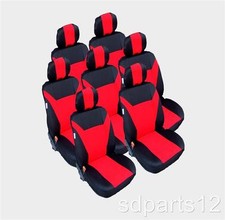 7 x HOUSSES ROUGE-NOIR COUVRE SIEGES POUR FIAT ULYSSE FORD GALAXY (7 PLACES) 