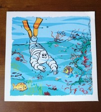 Ancien Vintage MICHELIN Bibendum PLV Carton Publicitaire Fait de la Plongée