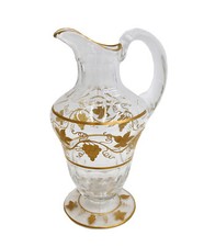 Val Saint Lambert Glass Carafe Jug in Pampre D' Or Gilt Grape Vines