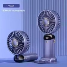 Mini Ventilateur USB de Poche 5 Vitesses avec Base Pliable - Violet