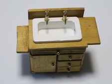 Meuble lavabo bois miniature