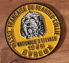 Plaque concours canin Ass. française BEARDED-COLLIE / 5e Nationale élevage 1995