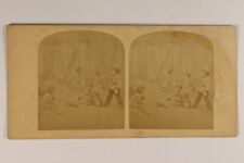 FRANCE child garden games c1865 stereo photo vintage albumin