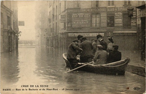 Cpa paris crue seine - paris,