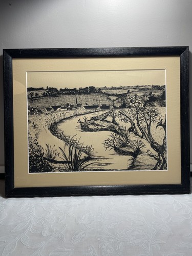 Gravure signée paysage - gravure,