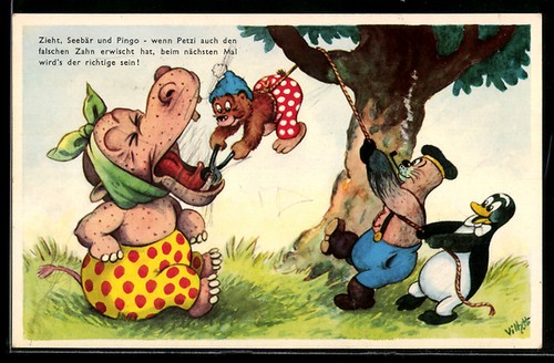 Artist postcard comic bear