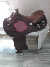Selle de cheval en cuir demi-race australienne qualité génie marron 18" pouces