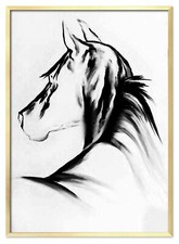 Cheval - 53x73cm - Peinture À L'Huile Handgemalt Toile avec Cadre Déco G110781