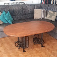 Table basse pieds machines à coudre - artisanat