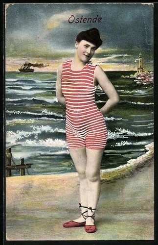Carte postale ostende - carte, femme
