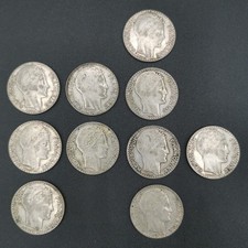 FRANCE, Lot de 10 pièces de 10 Francs Turin, 1930, 31, 33, 34 (argent)