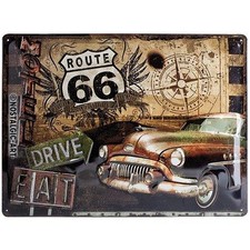 Nostalgic-Art - Enseigne Plaque en Métal Émaillée 30x40cm - US Route 66 #4
