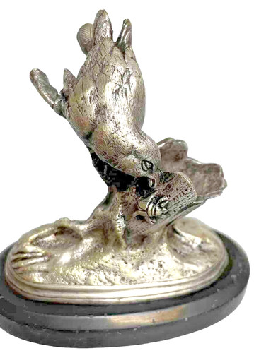 Sculpture bronze argenté - sculpture,