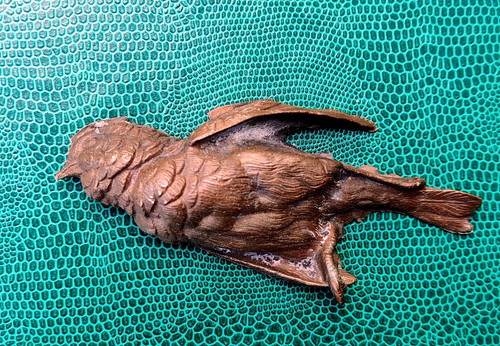 Oiseau endormi ancien bronze - oiseau,