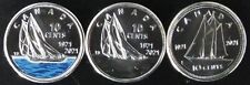 3 pièces de 10 cent 2021 100 ans bluenose goélette CANADA UNC couleurs DIME