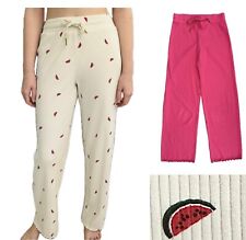 Ladies Ex Marks Pyjama Lounge Bottoms Ribbed Pink Cream Cotton Rich Pjs NEW