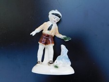Céramique Figurine Jeune Avec Lapin Estampillé F und Krone