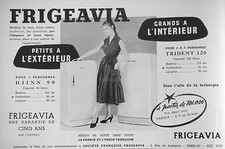 ADVERTISEMENT 1954 FRIGEAVIA LARGE REFRIGERATOR INSIDE - BRIGITTE BARDOT