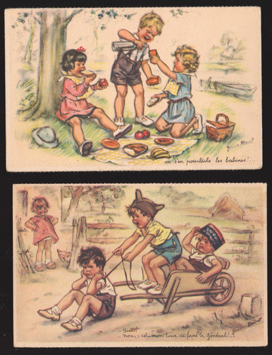 Duo cartes postales anciennes - postales,