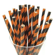 Black & Orange Halloween Paper Straws Design 8" (20cm) 6mm Bore Biodegradable