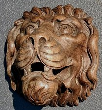 Gothic 19th Century Medieval Lion Wood Sculpture Woodwork Statue Medieval   
