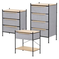 Commode tissu avec tiroirs étagère de rangement cadre métal effet bois au choix