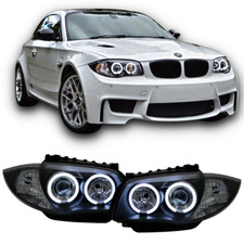 Phares avant Angel Eyes CCFL avec Fond noir H7/H7 BMW serie 1 E87/ E88/ E82/ E81