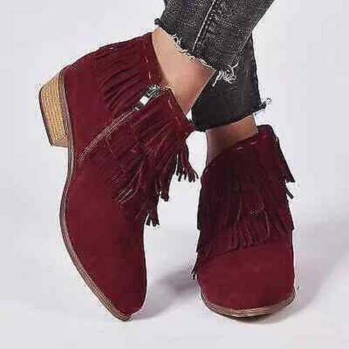 Botte femme talon bas - bas, rouge