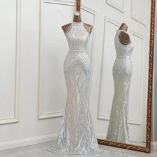 Customized Silver mermaid evening dress robe de soiree femme vestidos de fiesta