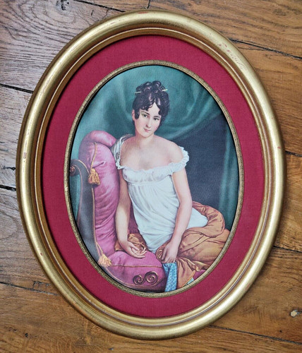 Cadre tableau doré ovale - , avec