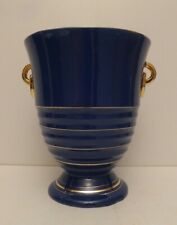 BLUE ANTIQUE ART DECO VASE BY BOCH FRERES KERAMIS ERA CATTEAU FAIENCE GILDED