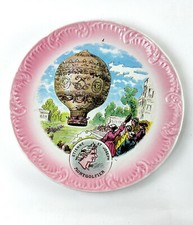 RARE ANTIQUE DIGOIN & SARREGUEMINES HOT AIR BALLOON PLATE 19TH CENTURY - No. 2: ETIENNE E