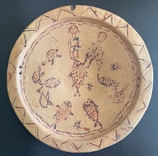Algeria Amazigh Dish Kabylia Turtle Fish Decor and Terracotta Characters 20th Century