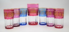 Val St. Lambert Set of 6 Multi Color Tumblers and Cocktail  Pitcher