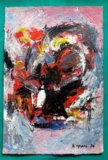 KAREL APPEL - PAINTING, ACRYLIC ON CARDBOARD, VINTAGE, SIGNED, ARTWORK, STAMPED