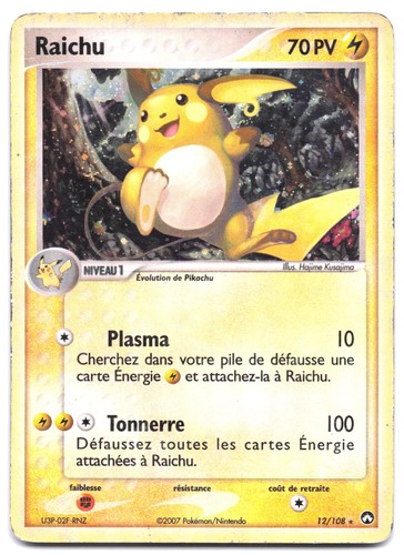 Carte pokémon raichu 108 - carte, 12/108