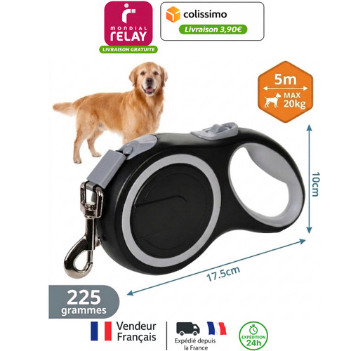 Laisse chien rétractable - rétractable, 5m