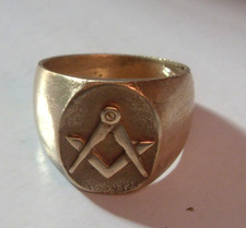 antique jewel Freemason knight size 57 oval copper polished-square/compass VGC