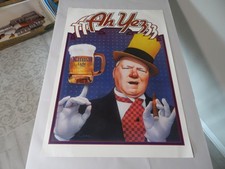 NEW NOS VINTAGE Rare Natural light BEER Poster "Ah Yezz" W.C. FIELDS PROMO PRINT