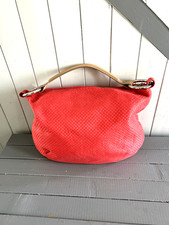 Sac toile corail et cuir beige