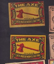 2 Antique Tag China Matches BN138050 The Axe Axe