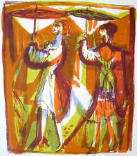 Walter Becker 1893-1984 Food / Lithograph "2 Women" Umbrella 1950-55 Karlsruhe