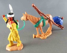 Timpo Indians 4th Series (Monoblock Head - 1 Feather Head Greenhouse) Squaw Yellow Pony 