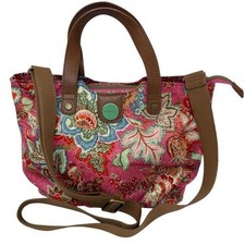 Oilily Multicolor Floral Tote with Brown Handles, Removable Shoulder Strap