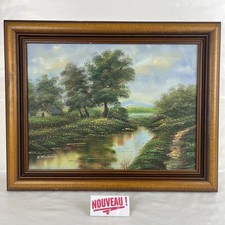 ➜SIGNED OIL PAINTING PAINTING Rural Country Pastoral Landscape Trees/Lake