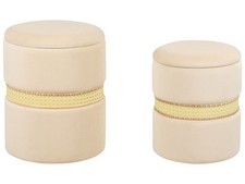 Poufs Coffre en Velours Beige