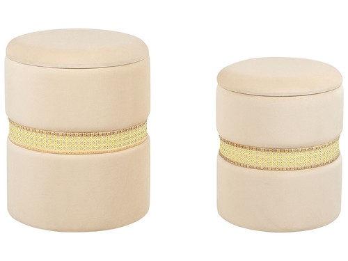 Poufs coffre velours beige - velours,