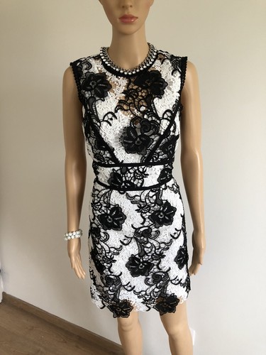 Robe dentelle noire blanche - robe,