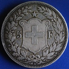 SUISSE 5 FRANCS 1907 ARGENT