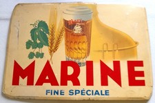 Plaque publicitaire belge aluminium BiIERE MARINE fine spéciale 1958